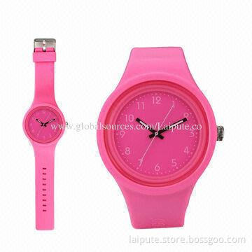 Pink Silicone Jelly Watches, Various Colors/Materials Available, RoHS Mark